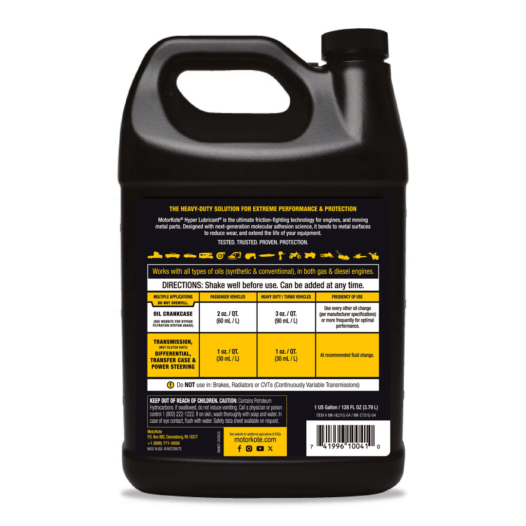 MotorKote Hyper Lubricant Gallon Size 128 oz  MotorKote.com